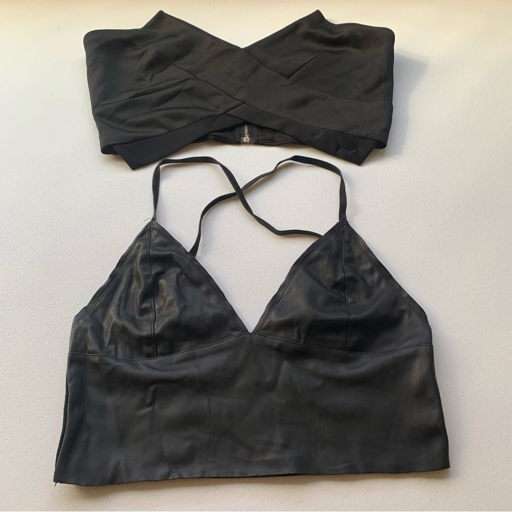 Fashion Nova womens M Faux Leather‎ Crop Top Biker Goth Y2K rave bundle